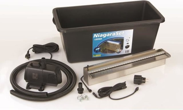 Ubbink Niagara 60 LED Wasserfall-Set aus Edelstahl in Silber mit Pumpe und Beleuchtung, Breite: 60 cm - Bild 4