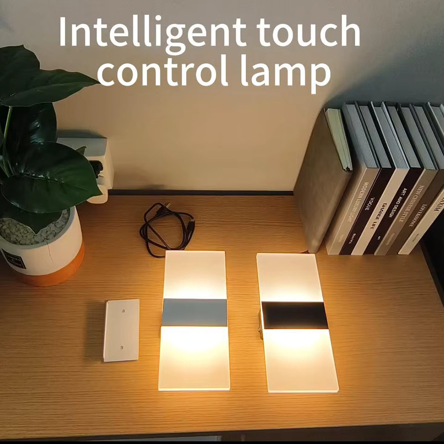 YooE LED-Wandleuchte mit Bewegungserkennung in Weiß, batteriebetrieben mit Touch-Schalter und warmweißem Licht, modern und rechteckig für Wohnzimmer und Schlafzimmer - Bild 2