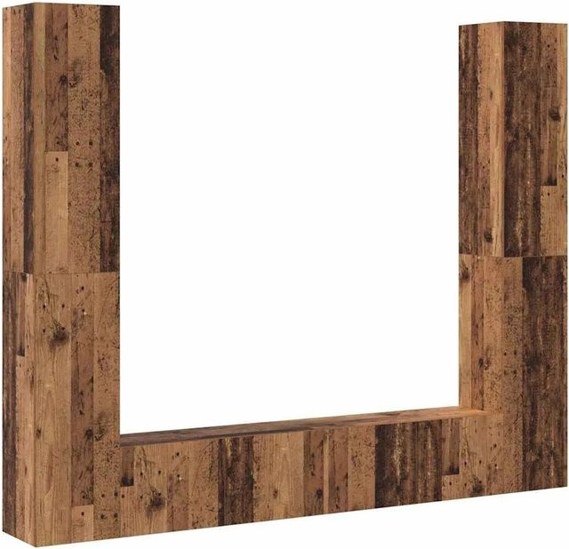 vidaXL TV-Schrankset Wandmontiert aus Holzwerkstoff in Altholz Braun, 6-teiliges Set für dein Wohnzimmer - Bild 1