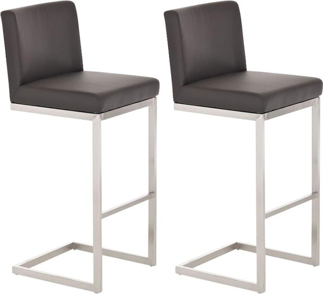 CLP Barhocker 2er Set Paros Freischwinger mit Lehne in Schwarz mit Kunstlederbezug und Edelstahlgestell - Bild 1