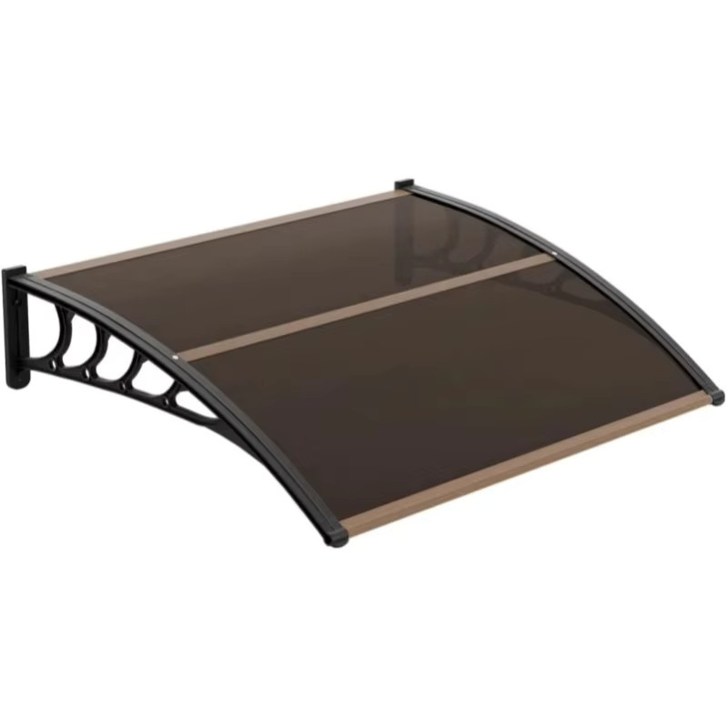 Transparentes Pultbogenvordach für die Haustür aus Aluminium und Polycarbonat mit Mittelstange, Breite: 120 cm, Tiefe: 80 cm - Bild 8