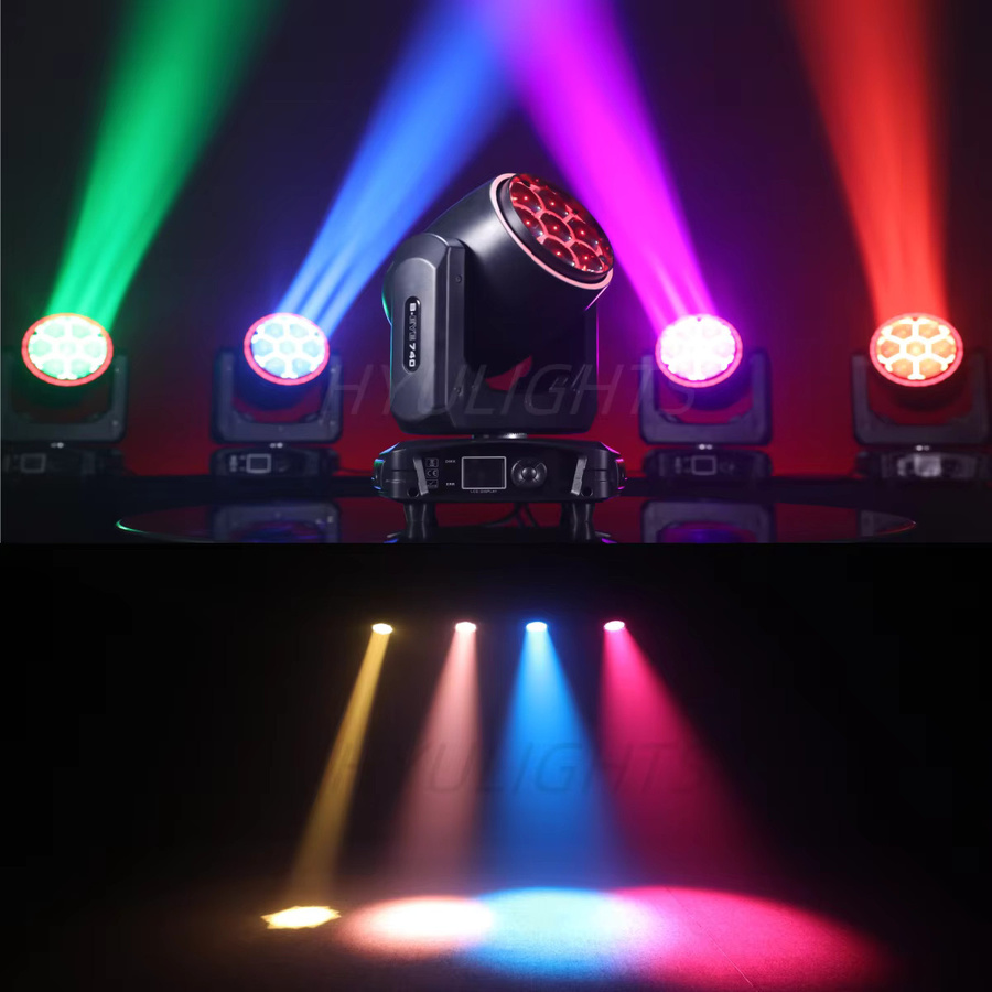 2 Stück HYULIGHTS Bee Eye Moving Head LED Bühnenbeleuchtung mit 7x40W RGBW 4in1 Effekt in Schwarz - Bild 3