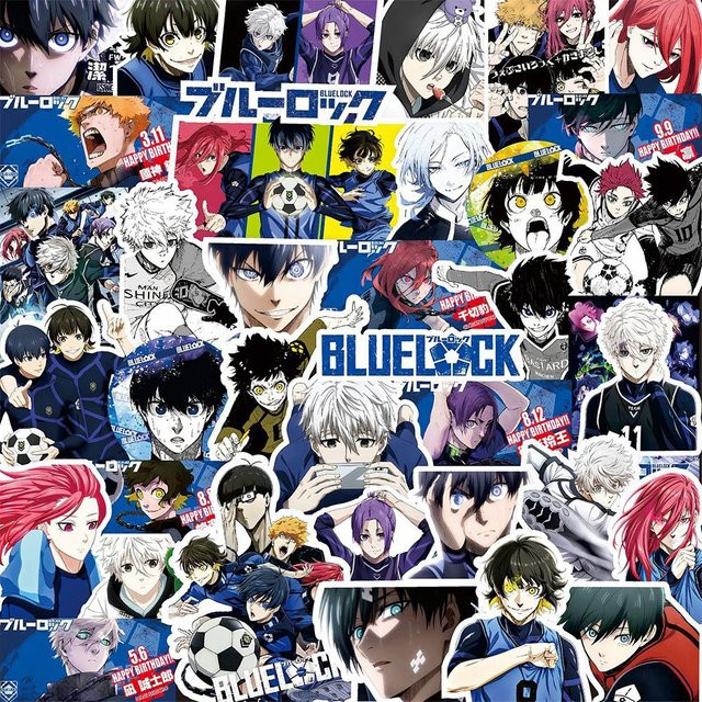 50 Stück Blue Lock Fußball Anime Aufkleber, wasserfeste Graffiti Cartoon Decals in Multicolor für Handy, Laptop und Gepäck von Binchi Outdoor Product - Bild 1