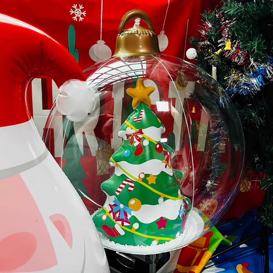 DUTRIEUX Weihnachtskugel als aufblasbarer Ballon aus PVC in Grün, runde Weihnachtsdekoration für drinnen und draußen, Durchmesser: 60 cm - Bild 2
