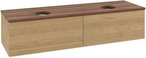 V&B Waschtischunterschrank Antao mit Frontstruktur und Beleuchtung in Walnut und Honey Oak, B/T: 160 x 50 cm - Bild 1