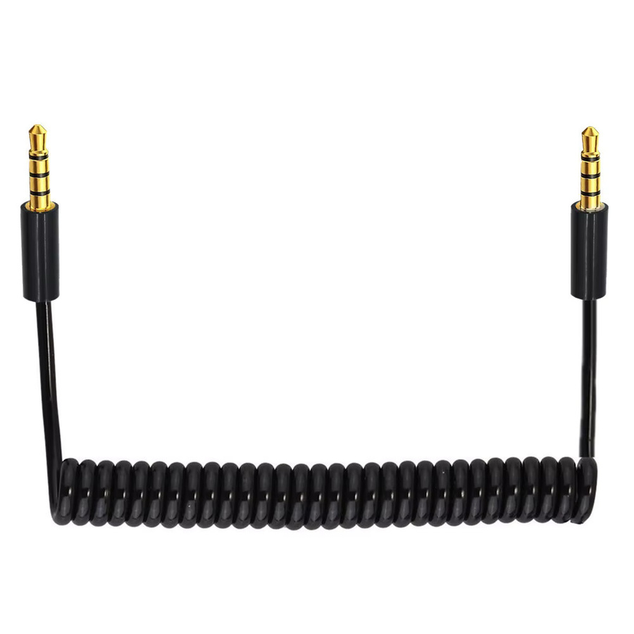 BSN Spiralkabel 3,5 mm Jack 4-poliges TRRS auf TRRS Stereo-Audio-AUX Verlängerungskabel in Schwarz - Bild 5