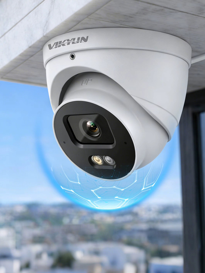 VIKYLIN 4MP IP-Sicherheitskamera mit Dual-Light-System, integriertem Mikrofon und SMD2.0 für den Außenbereich, IP67, Perimeterschutz, Metallgehäuse, Farbe: Weiß - Bild 7