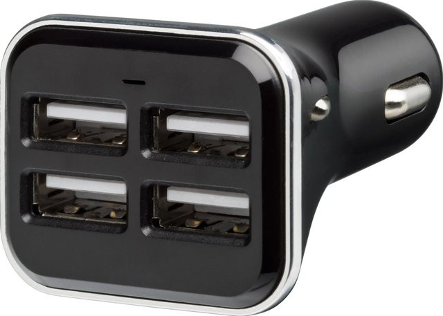 OBI USB Adapter mit 4 USB-A Buchsen für 12 V/24 V in Schwarz und Silber - Bild 1