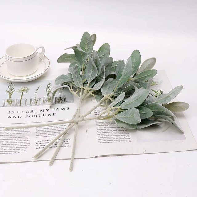 XIAOYINMO Künstliche Samtpflanzen mit Hasenohren und Gras in Grün als Tischdekoration für Hochzeit und Valentinstag - Bild 1