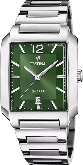 Festina Herrenuhr On the Square, Quarz, Edelstahl, Grün, 36 mm - Bild 1