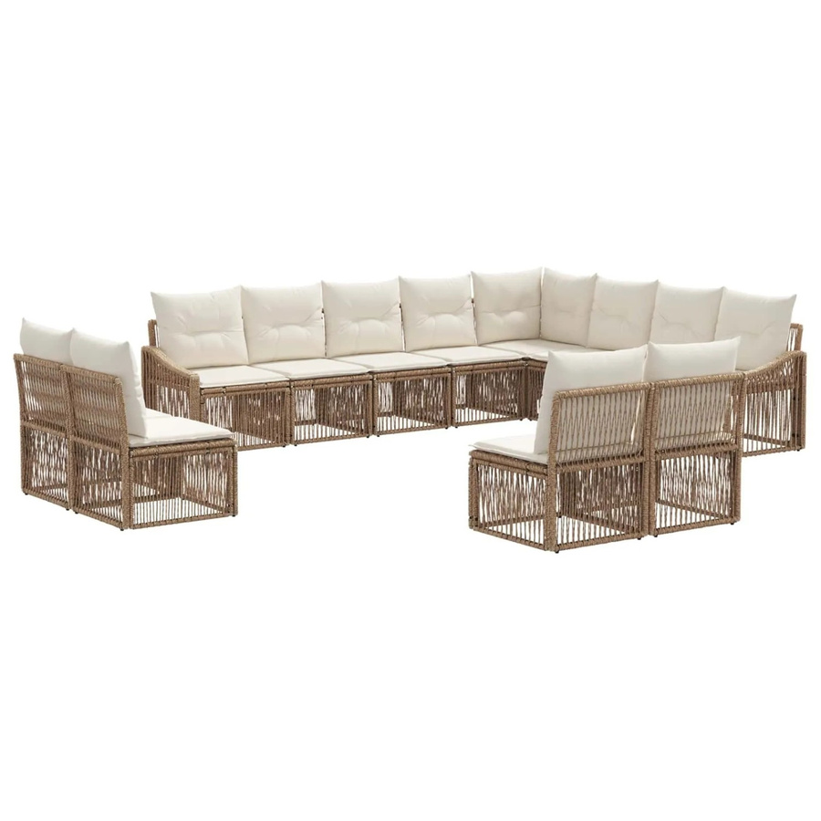 vidaXL Gartensofa-Set 12-teilig in Beige aus Poly-Rattan mit Polsterung und Kissen in L-Form - Bild 2