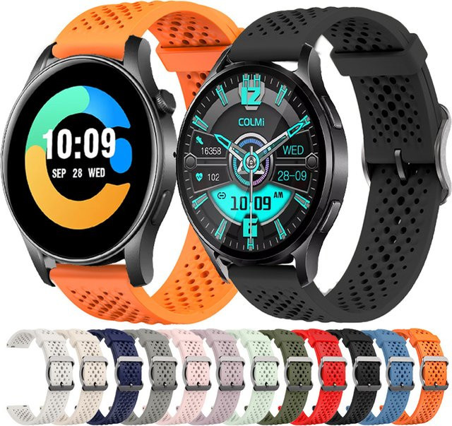 COLMI Uhrenarmband Silikon, Schwarz, Unisex, 20mm 22mm - Bild 1