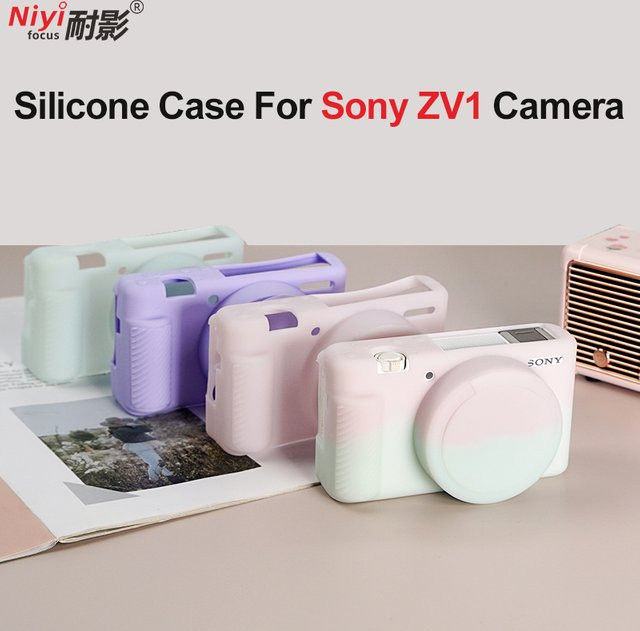 Sony ZV1 Kamera Silikon Schutzhülle in Pink mit Bildschirm Schutzfolie - Bild 1