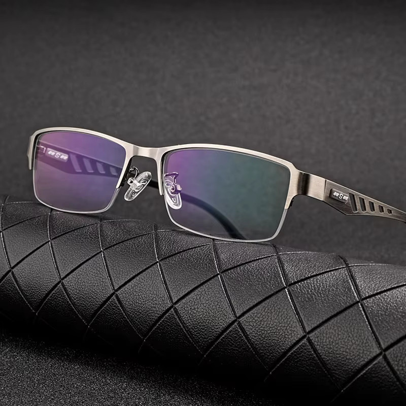 EVUNHUO Lesebrille Halbrahmen, Herren, rechteckig, Metall, +4.0 - Bild 2