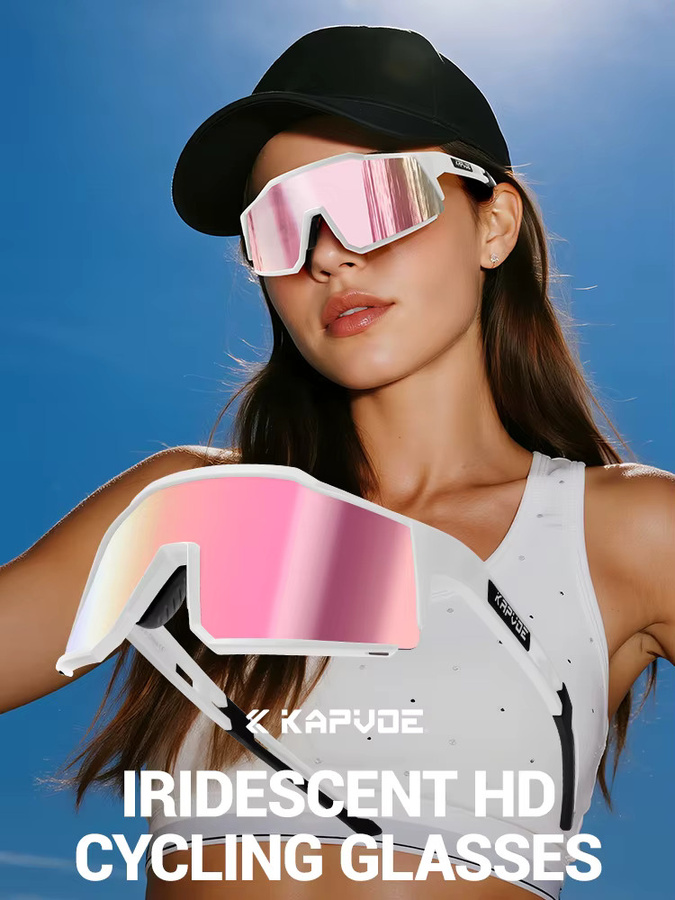 Kapvoe Sportsonnenbrille, Unisex, Vollrand, weiß, Kunststoff - Bild 4