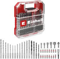 Einhell 40-teiliges Bohrer- und Bit-Sortiment aus HSS für Holz, Stein und Metall in der L-CASE Aufbewahrung, grau/transparent - Bild 1