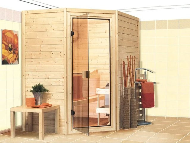 Karibu Innensauna Katie aus Fichtenholz mit 38 mm Wandstärke ohne Ofen B/T/H: 192 x 135 x 185 cm - Bild 1