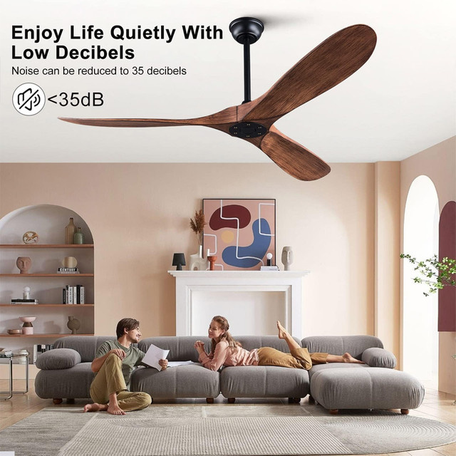 LINCCW Vintage Deckenventilator mit Fernbedienung in Braun, geräuscharm mit sechs einstellbaren Windgeschwindigkeiten für Wohnzimmer, Esszimmer und Schlafzimmer - Bild 1