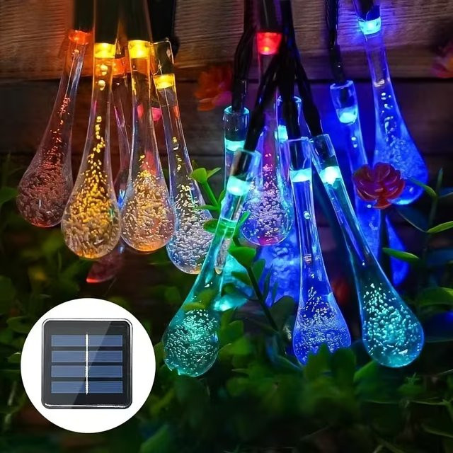 OKAL RED EAST Solar LED Lichterkette mit Wasserblasen-Effekt in Multicolour für Weihnachts-, Hochzeits- und Halloween-Dekoration - Bild 1
