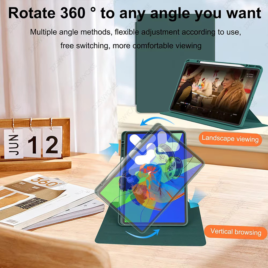 DZSWYCASE Schutzhülle für Xiaomi Redmi Pad SE 8,7 Zoll in Transparent Grün mit Stifthalter, 360 Grad drehbarem Ständer und automatischer Aufwach- und Schlaffunktion - Bild 4