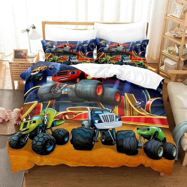 Blaze Cartoon Monster Machines Bettwäsche-Set von Allbestart mit Bettbezug und Kissenbezug, Mehrfarbig, Breite: 70 cm, Länge: 133 cm - Bild 1
