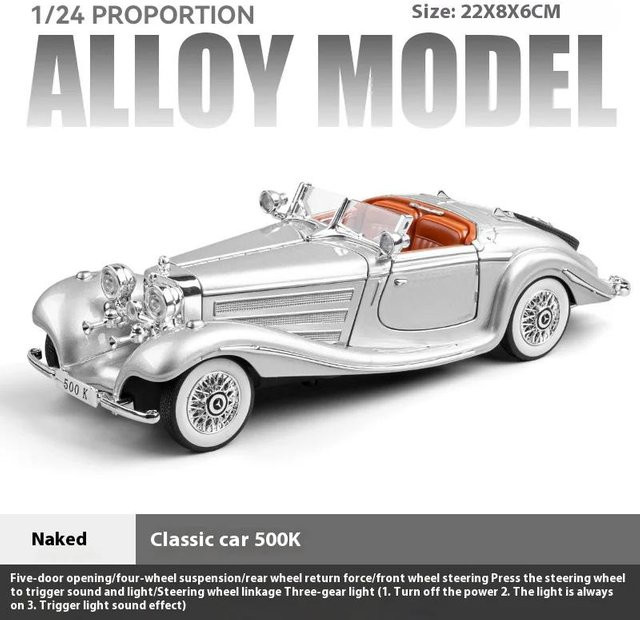 Linyi toy car Oldtimer Modellauto, 1:24, Metall, mit Ton & Licht, ab 14 Jahren - Bild 1