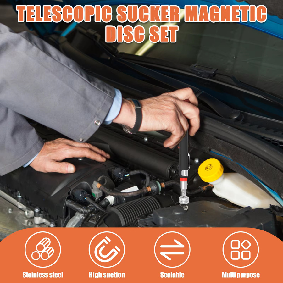 Toorise Mini-Teleskop-Magnetstift in Silber für Kfz-Reparaturen und zum Aufnehmen von Muttern und Bolzen - Bild 3