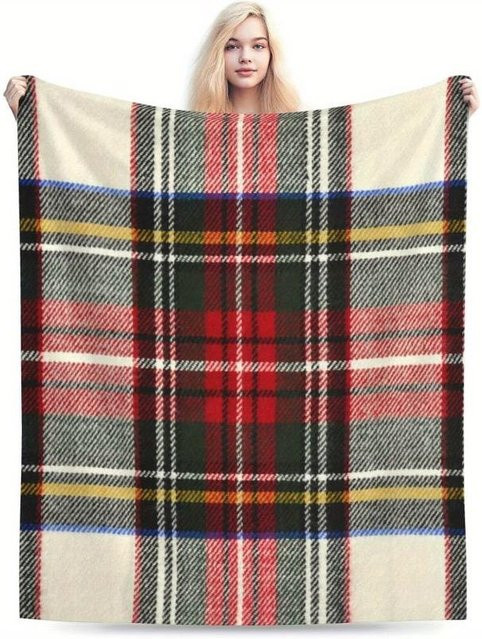 Ultra-weiche schottische Karodecke von JMG Household Supplies in Multicolour, gemütliche Plüsch-Überwurfdecke für Schlafzimmer und Wohnzimmer, B/H: 70 x 100 cm - Bild 1