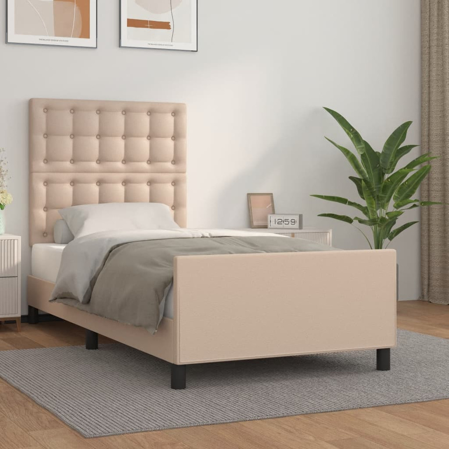 vidaXL Bettgestell mit Kopfteil in Cappuccino Braun aus Kunstleder, B/T/H: 80 x 200 x 118 cm - Bild 2