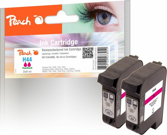Peach Druckköpfe Schwarz für HP DesignJet 350 C, HP DesignJet 350 C Plus und HP DesignJet 450 C, ersetzt HP No. 44 (51644ME), wiederaufbereitet - Bild 1
