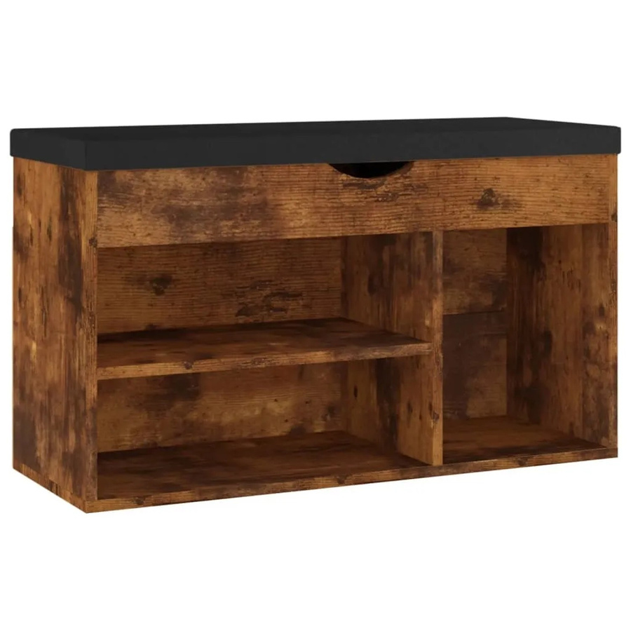 vidaXL Schuhbank mit Kissen in Räuchereiche, Farbe Braun, B/T/H: 80 x 30 x 47 cm - Bild 2