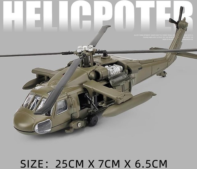 Linyi toy car Sikorsky Uh-60 Black Hawk Utility Bewaffneter Transporthelikopter, Militärflugzeugmodell, 1:64, weiß, ab 14 Jahren - Bild 1