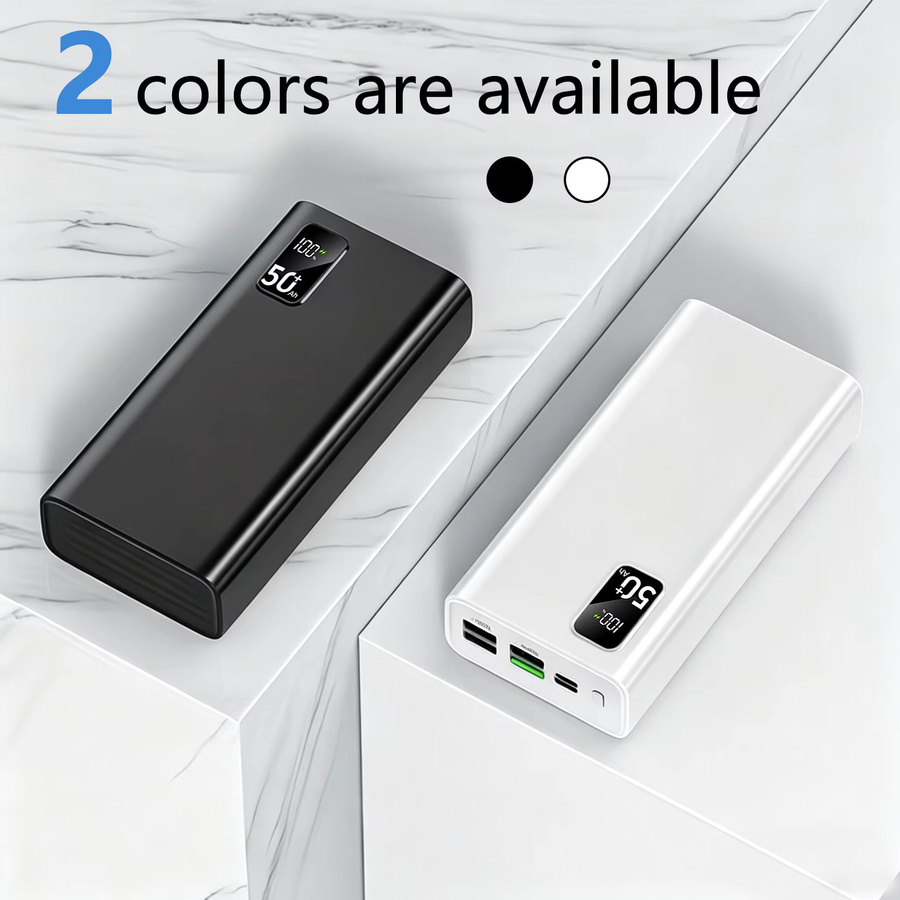 InTessry Powerbank mit 50000 mAh Kapazität, 66 W Schnellladung und LED-Leistungsanzeige, Typ-C, erhältlich in Schwarz oder Weiß - Bild 3