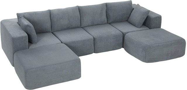 HOMCOM Ecksofa mit Schlaffunktion in Dunkelgrau, gepolstertes L-Shape Sofa aus Samt und Stoff mit Armlehnen, B/T/H: 294 x 165 x 70 cm - Bild 1