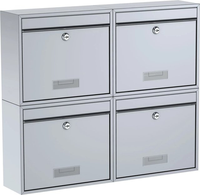 BASI Briefkasten Set BK 900 aus Stahl in Silber - Bild 1