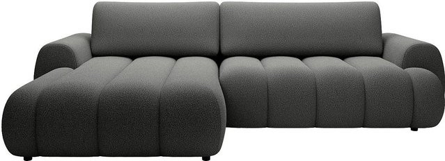 Vente-unique Schlafsofa Fridora Grau mit Schlaffunktion und Armlehnen in L-Form - Bild 1