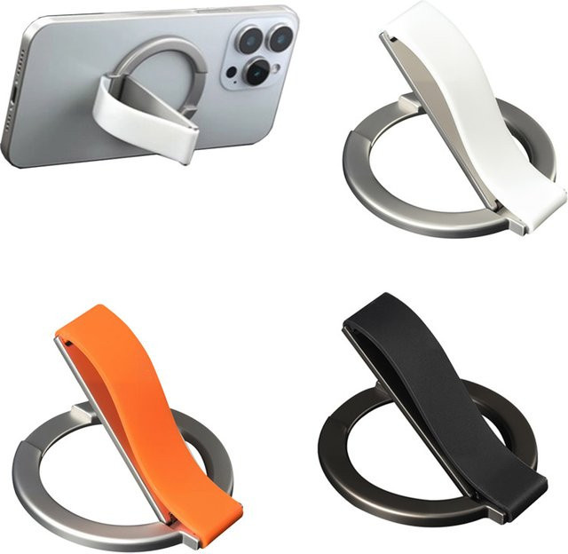 VIKEFON Magnetischer Fingerring-Handyhalter in Orange, faltbarer Smartphone-Ständer kompatibel mit MagSafe für iPhone 17 16 15 14 13 12 Pro Max - Bild 1