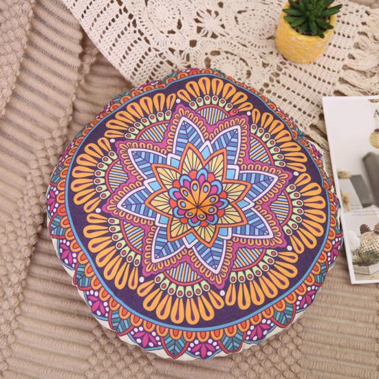 NOHS Cushions Boho Rundes Sitzkissen aus Baumwolle und Leinen in Multicolour - Bild 1