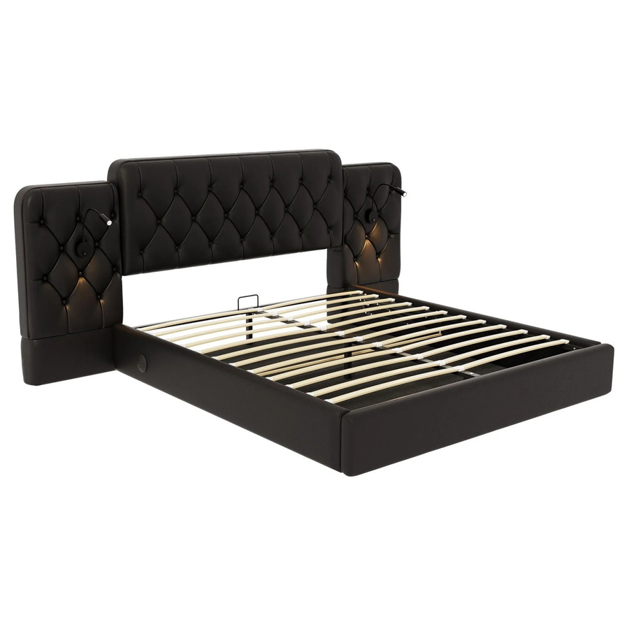 okwish Bettgestell mit Lift-up-Funktion und USB-Anschluss in Schwarz, B/T: 160 x 200 cm, inklusive integriertem Leselicht und Unterbettbeleuchtung - Bild 2
