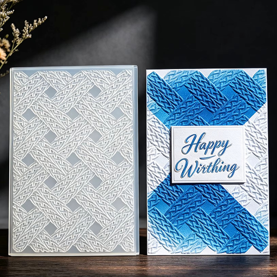 Diamantgewebte Prägeplatte mit 3D-Textur aus Kunststoff für handgemachte Grußkarten - Bild 4