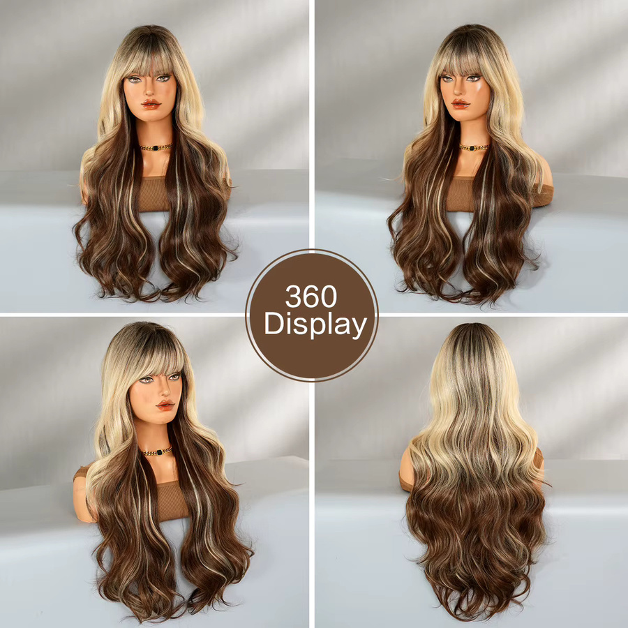 7JHH WIGS Perücke, lange blonde Wellen, Ombre Schokolade, Damen - Bild 3