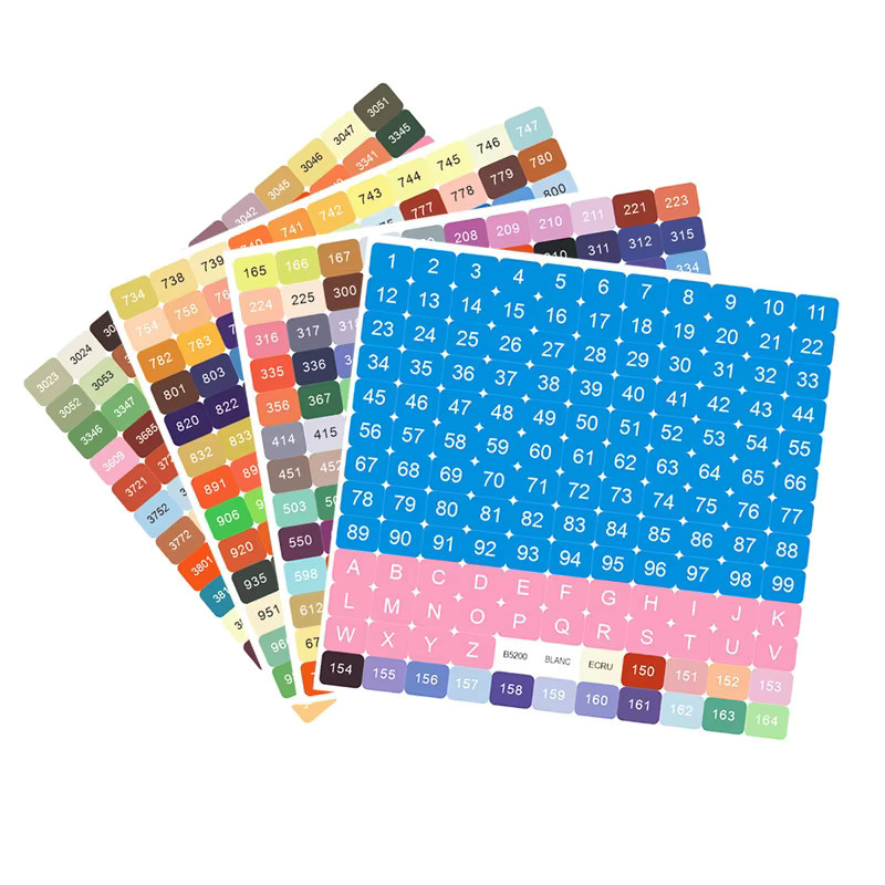 Bunte DMC Etiketten Aufkleber mit Zahlen für Diamantmalerei und DIY Handwerk, quadratisch und rund, Multicolor - Bild 3