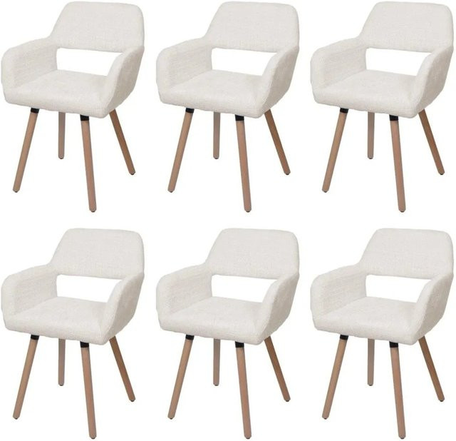 6er-Set MCW Esszimmerstuhl A50 II mit Armlehnen aus Buchenholz und Chenille-Stoff in Beige - Bild 2