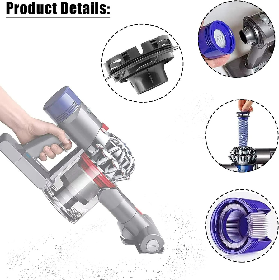 Dyson V7 V8 Staubsauger Ersatzzubehör Set mit Motorhinterabdeckung und Vorfilter in Blau - Bild 3