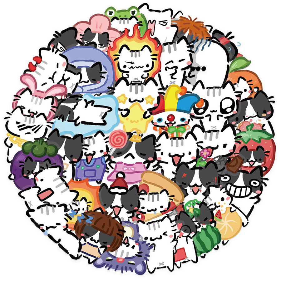 Rspctou Pokky Katzen-Graffiti-Aufkleber, Tier-Meme-Sticker, transparent, bunt/mehrfarbig, 10-teiliges Set - Bild 3