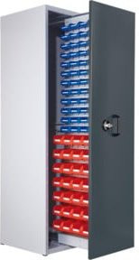 Kappes Zugwagenschrank RasterPlan Mod. 4 7035/7016 mit 1 bestücktem Auszug, abschließbar, Grau/Blau, B: 60,0 cm, T: 59,0 cm, H: 200,0 cm - Bild 1