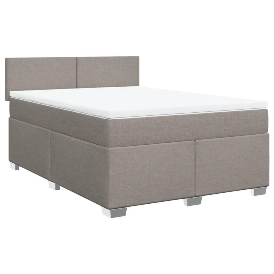 vidaXL Boxspringbett mit Matratze in Taupe, Hybrid-Bett mit Taschenfederkern aus Stoff, B/T: 140 x 200 cm - Bild 2