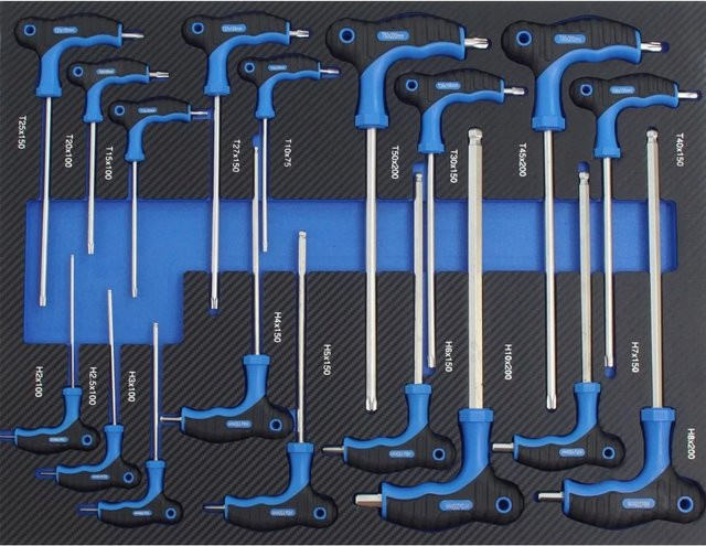TRUTZHOLM Profi Werkstattwagen Einlage Torx T Griff 18 Teile aus Schaum, Blau, B: 52 cm, T: 40 cm - Bild 1