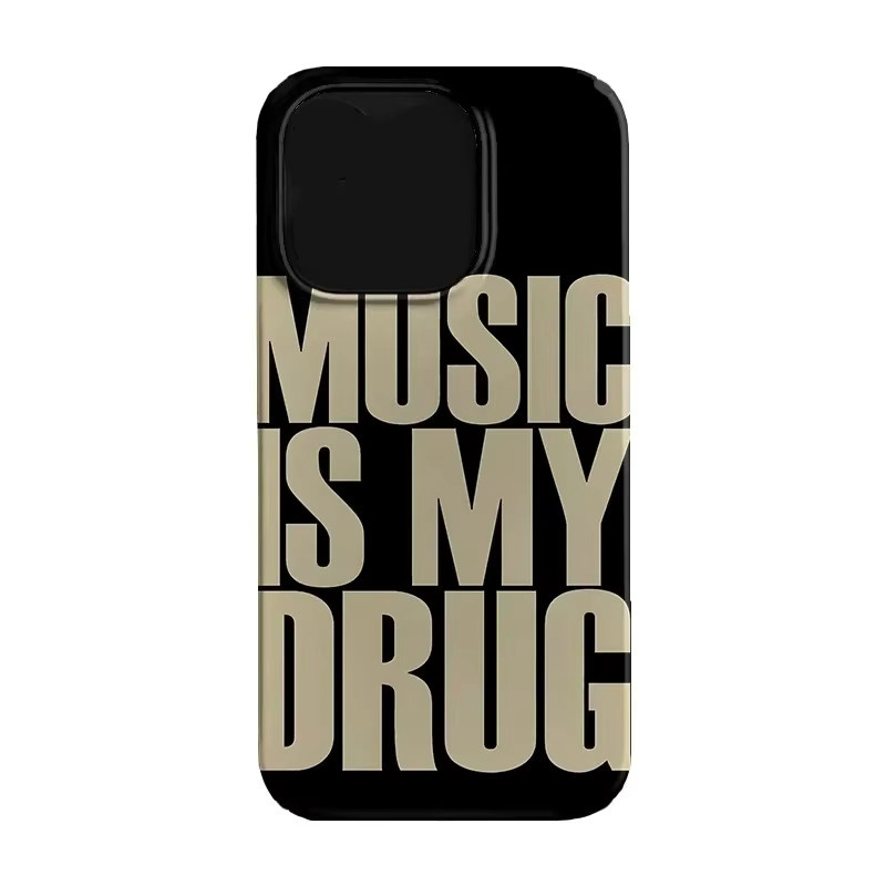 Ins Black MUSIC IS MY DRUG Handyhülle für iPhone 11/12/13/14/15/16 Pro Max in Schwarz - Bild 5