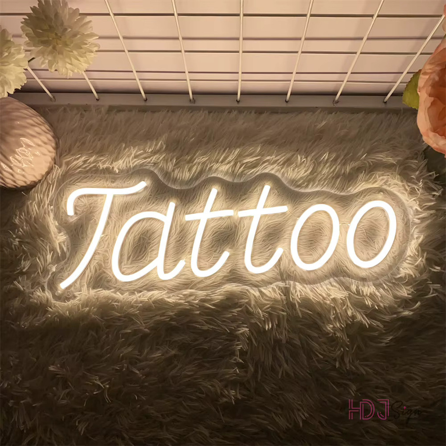 HDJSIGN Neonlicht Tattoo Salon Wandkunst Dekoration in Weiß mit USB-Anschluss - Bild 2